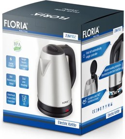 Fierbator electric Floria ZLN4902 Gri, putere 1500W, capacitate 2 L, indicator luminos