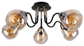 Plafonieră negru/auriu cu abajur din sticlă Unica – Candellux Lighting