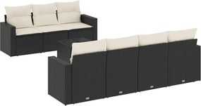 vidaXL Set mobilier de grădină cu perne, 8 piese, negru, poliratan
