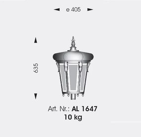 Stalp iluminat exterior din fier forjat, inaltime 247cm, AL 6784