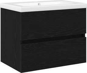 vidaXL Dulap pentru Chiuveta de Baie Stejar Negru 80 x 39 x 62 cm