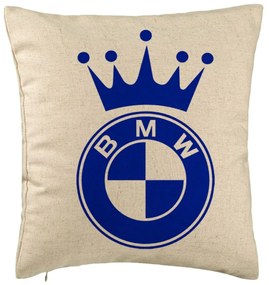 Perna Decorativa, Model Emblema BMW King, 40x40 cm, Bej, Husa Detasabila, Burduf