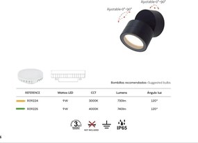 Aplica exterior cu spot GX53 directionabil IP65 SALER gri inchis