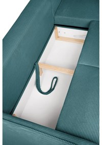 Colțar turcoaz extensibil cu tapițerie din catifea reiată (cu colț pe partea dreaptă) Tori – Bonami Selection