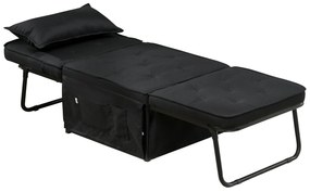 HOMCOM Fotoliu extensibil 4 în 1 cu spătar reglabil în 5 poziții, cu pernă 180 x 64 x 40 cm negru | Aosom Romania