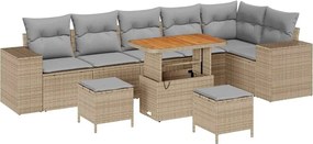 vidaXL Set de canapele pentru grădină 9 pcs Beige și gri deschis