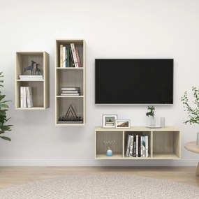 vidaXL Set de dulapuri TV, 3 piese, stejar Sonoma, lemn prelucrat