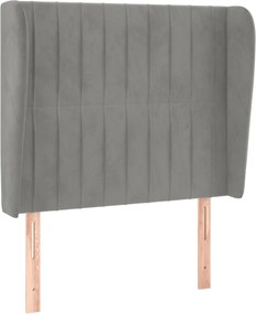 vidaXL Tăblie de pat cu aripioare gri deschis 103x23x118/128cm catifea