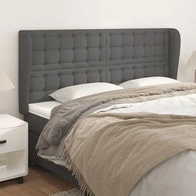 vidaXL Tăblie de pat cu aripioare gri 163x23x118/128 cm piele eco