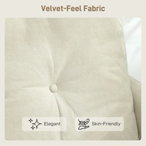 HOMCOM Canapea cu 2 Locuri din Catifea cu Spătar Matlasat și Pernă Detașabilă, Canapea Compactă Modernă cu Picioare din Metal pentru Sufragerie, 124x73x92 cm, Crem | Aosom Romania