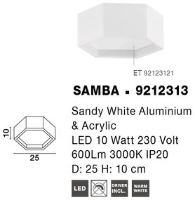 Plafoniera LED design minimal SAMBA alba