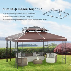 Acoperiș de Schimb Outsunny pentru Foisor, Impermeabil Dublu strat 3x4m | Aosom Romania