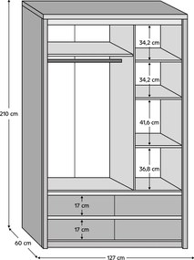 Dulap cu oglindă 3D4S, stejar sonoma, NORTY TYP 1