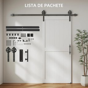 HOMCOM Ușă Glisantă de Interior 81.3x213.4cm, Șină din Oțel, Mâner Îmbunătățit, Role, Ușă de Interior în Stil Industrial, din MDF și Lemn de Pin, Impermeabilă, pentru Bucătărie, Baie, Living | Aosom Romania