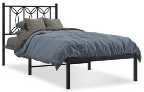 376119 vidaXL Cadru de pat metalic cu tăblie, negru, 80x200 cm