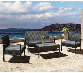 Juskys Set rattan Trinidad - negru