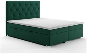 Pat matrimonial Boxspring 140 cm Ronda (verde închis) (cu sp. depozitare). 1020365