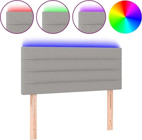 vidaXL Tăblie de pat cu LED, gri deschis, 90x5x78/88 cm, textil
