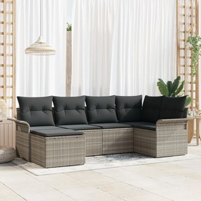 vidaXL Set de canapele pentru grădină 6 pcs Gri deschis Rattan poli