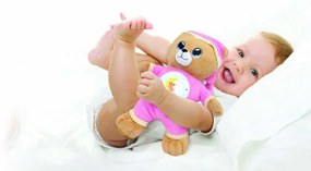 Ursuleț roz de pluș 32cm pe baterii cu lumină și sunet