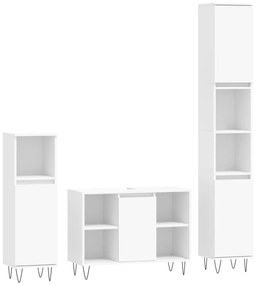 3190299 vidaXL Set mobilier de baie, 3 piese, alb, lemn compozit
