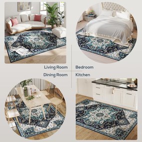 HOMCOM Covor Boho Antiderapant și Lavabil cu Fir Scurt 230x160cm Multicolor | Aosom Romania