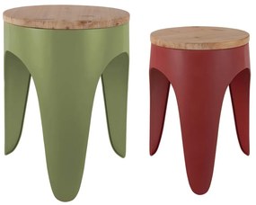 Scaune tip taburet roșii/verzi 2 buc. din metal Double Funky – Leitmotiv