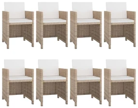 42545 vidaXL Set mobilier de exterior cu perne, 9 piese, bej, poliratan