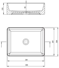 Lavoar baie pe blat alb 40 cm, dreptunghiular, Deante Jasmin