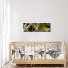 Tablou inima din frânghie (cu ceas) (90x30 cm)
