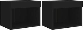 vidaXL Noptiere cu lumini LED montate pe perete, 2 buc., negru