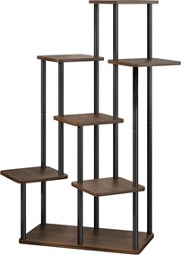 Suport de flori din metal, negru/lemn rustic, ADITE TIP 2
