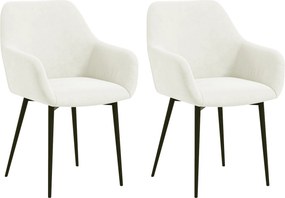 HOMCOM Set 2 Scaune de Dining Tapițate în Stil Nordic cu Brațe și Picioare din Oțel, 54x57x80 cm, Alb Crem | Aosom Romania