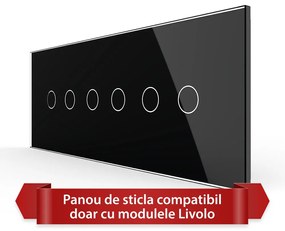 Panou Intrerupator Dublu + Dublu + Dublu cu Touch LIVOLO din Sticla, Standard Italian – 6/7M