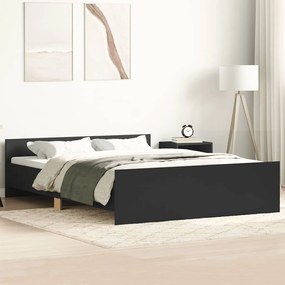 vidaXL Cadru pat cu tăblie de cap/picioare, negru, 120x200 cm