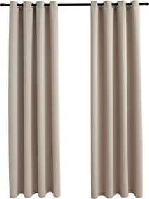 vidaXL Draperii opace cu inele metalice, 2 buc., bej, 140 x 245 cm