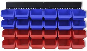 141401 vidaXL Organizator de scule garaj montat pe perete, albastru și roșu, 2 buc.