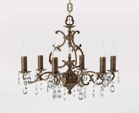 Candelabru 6 brate din alama si cristal Venezia