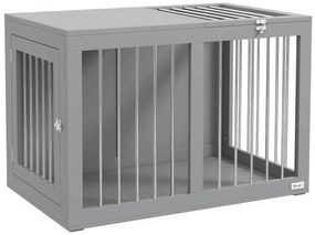 PawHut Cușcă pentru câini Hundebox Cușcă pentru transportul câinilor, 2 uși, blocabile, grilaj din oțel, 80 cm x 50 cm x 56,5 cm, Gri | Aosom Romania
