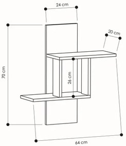 Etajeră de perete MILL 70x64 cm albă