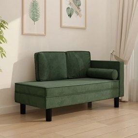340705 vidaXL Șezlong cu perne și suport, verde închis, catifea
