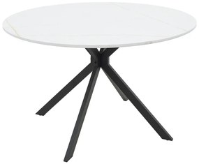 Masa Bucatarie/Dining  Rotunda Xenia MDF Finisaj Marmura  Alba Diametru 120 Cm