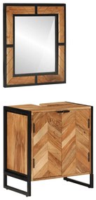 vidaXL Set mobilier de baie, 2 piese, fier și lemn masiv de acacia