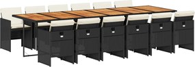vidaXL Set mobilier de grădină cu perne, 13 piese, negru, poliratan