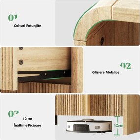 Set 2x Noptiere 55 x 40 x 60 cm, cu 2 sertare si raft, dormitor, Noptiere moderne cu Riflaj - NOM1