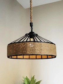 Lustră Rustică cu Soclu E27 – Ø300 mm, Design Autentic din Lemn și Metal