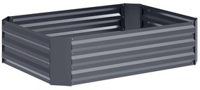 Outsunny Pat înalt din oțel galvanizat, Pat de grădină, Cuva pentru plante, Cuva pentru flori, 120 x 90 x 30 cm, Gri închis | Aosom Romania