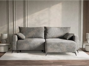 Colțar gri extensibil/cu spațiu de depozitare cu tapițerie din chenille (cu colț pe partea dreaptă/cu șezlong) Leon – Maison de Rêve