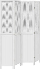 vidaXL Paravan cameră 4 panouri, alb, lemn masiv paulownia