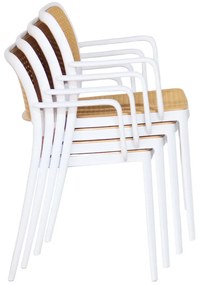 Scaun de sufragerie RAVIN (alb + Bej). 1091682